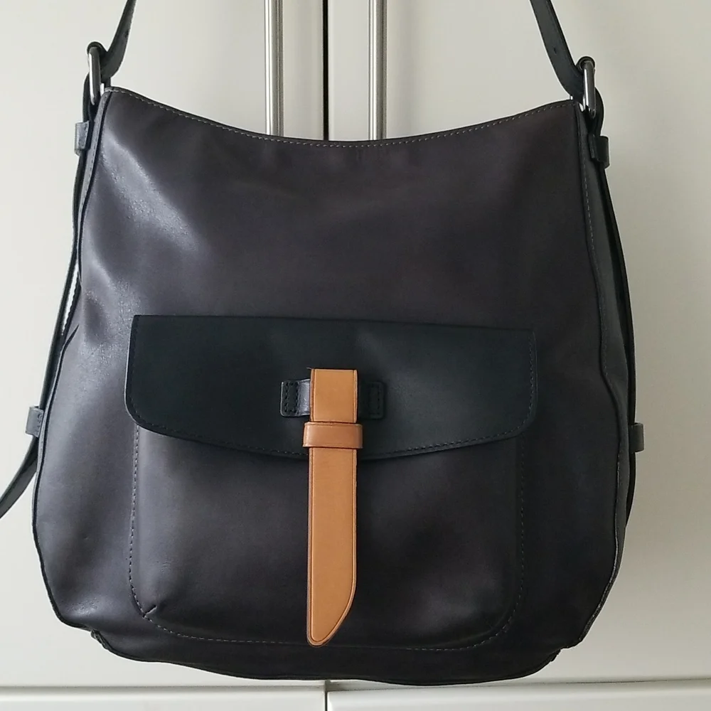 Tumi Santa Monica Mabery Boho Leather Convertible Hobo Shoulder/Crossbod…